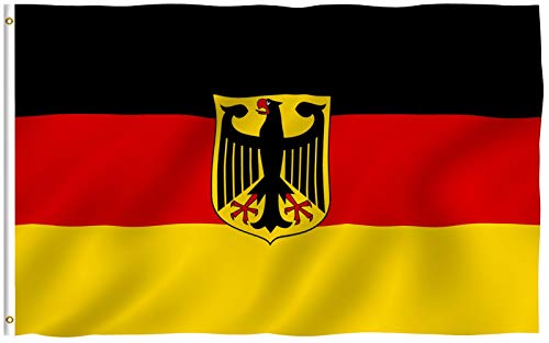 Anley Fliegenbrise 3x5 Fuß Deutsche Staatsflagge - Lebendige Farbe und UV-beständig - Leinwand Kopf- und Doppelnaht - Germany Eagle Flags Polyester mit Messingösen von Anley