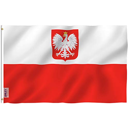 Anley Fliegenbrise 3x5 Fuß Polen Staatsflagge - Lebendige Farbe und UV-beständig - Leinwand Kopf- und Doppelnaht - Polnische Adlerfahnen Polyester mit Messingösen Anley Fliegenbrise 3x5 Fuß Polen Staatsflagge - Lebendige Farbe und UV-beständig - Leinwand Kopf- und Doppelnaht - Polnische Adlerfahnen Polyester mit Messingösen von Anley