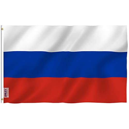 Anley Fliegenbrise 3x5 Fuß Russland Flagge - Lebendige Farbe und UV-beständig - Leinwand Kopf- und Doppelnaht - Russische Föderation Nationalflaggen Polyester mit Messingösen 3 X 5 Ft von Anley