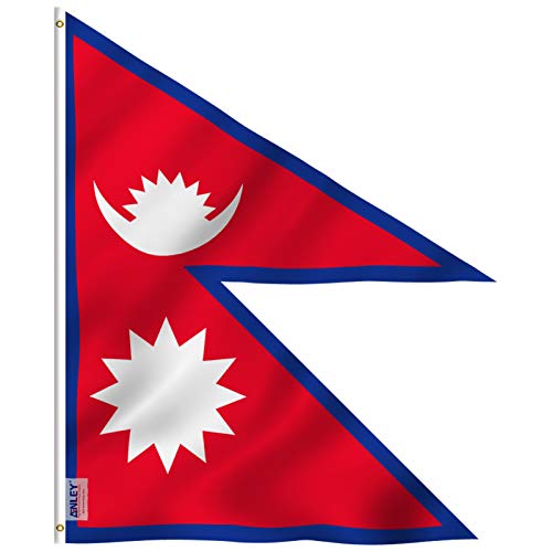 Anley Fly Breeze 2x3 Fuß Nepal Flagge - Lebendige Farbe und UV-beständig - Leinwand Kopf- und Doppelnaht - Nepalesische Flaggen Polyester mit Messingösen 2 X 3 Ft von Anley