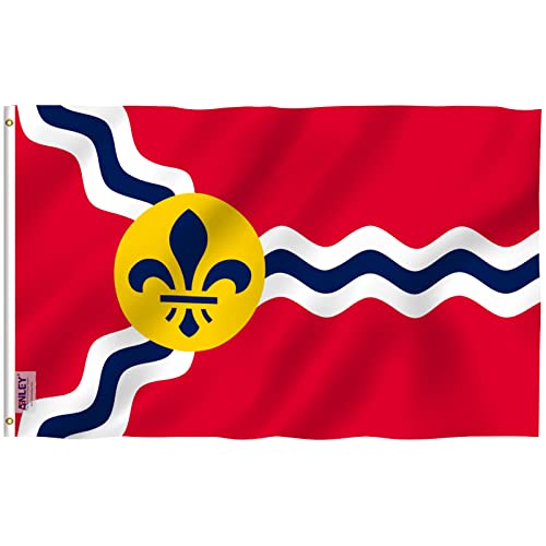 Anley Fly Breeze 3 x 5 Fuß City of St. Saint Louis Flagge – lebendige Farbe und farbecht – Kopfzeile aus Segeltuch und doppelt genäht – Saint Louis Missouri Flaggen Polyester mit Messingösen 3 x 5 Ft von Anley