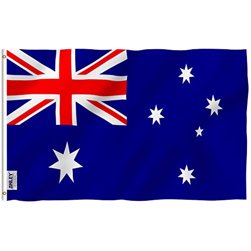 Anley Fly Breeze 3x5 Fuß Australia Flagge - Lebendige Farbe und UV-beständig - Canvas Kopf- und Doppelnaht - Australische Nationalflaggen Polyester mit Messingösen 3 X 5 Ft von Anley