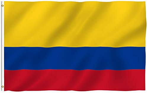 Anley Fly Breeze 3x5 Fuß Colombia Flagge - Lebendige Farbe und UV-beständig - Canvas Kopf- und Doppelnaht - Kolumbianische Nationalflaggen Polyester mit Messingösen 3 x 5 Ft von Anley