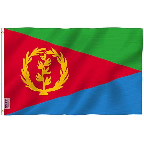 Anley Fly Breeze 3x5 Fuß Eritrea Flagge - Lebendige Farbe und UV-Lichtechtheit - Leinwandkopf und doppelt genäht - Eritreische Flaggen Polyester mit Messingösen 3 X 5 Ft von Anley