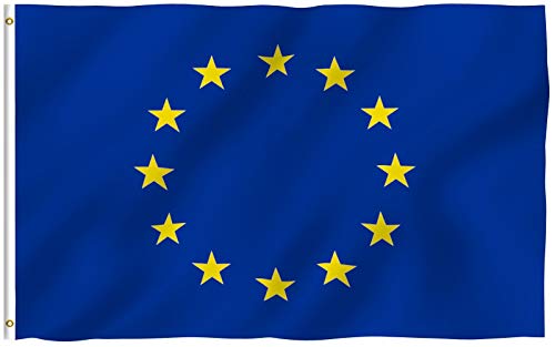 Anley Fly Breeze 3x5 Fuß Europäische Union Flagge - Lebendige Farbe und UV-beständig - Leinwand Kopfzeile und doppelt genäht - EU-Flaggen Polyester mit Messingösen 3 x 5 Ft von Anley