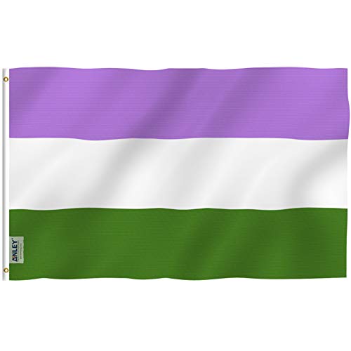 Anley Fly Breeze 3x5 Fuß Genderqueer Flagge - Lebendige Farbe und Fade Proof - Leinwand Kopf und doppelt genäht - LGBT Genderqueer Pride Flags Polyester mit Messing Ösen 3 X 5 Ft von Anley