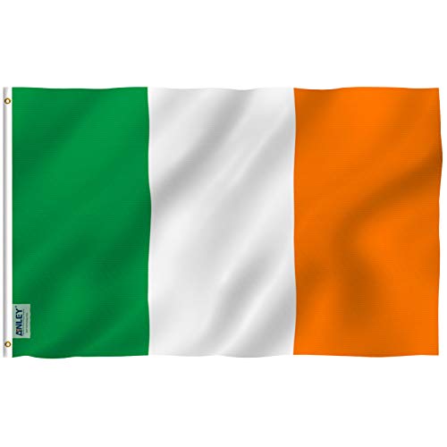 Anley Fly Breeze 3x5 Fuß Ireland Flagge - Lebendige Farbe und UV-beständig - Canvas Header und doppelt genäht - Irische Nationalflaggen Polyester mit Messingösen 3 X 5 Ft von Anley