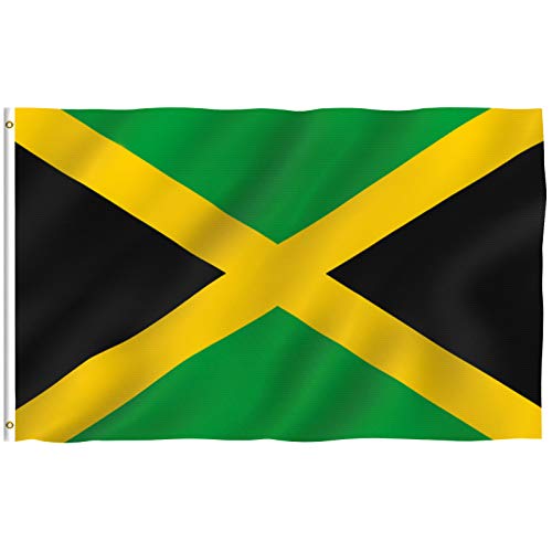 Anley Fly Breeze 3x5 Fuß Jamaika Flagge - Lebendige Farbe und UV-beständig - Canvas Header und doppelt genäht - Jamaikanische Nationalflaggen Polyester mit Messingösen 3 x 5 Ft von Anley