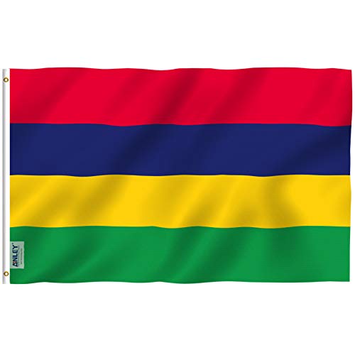 Anley Fly Breeze 3x5 Fuß Mauritius Flagge - Lebendige Farbe und UV-lichtbeständig - Leinwandkopf und doppelt genäht - Mauritian Flags Polyester mit Messingösen 3 X 5 Ft von Anley