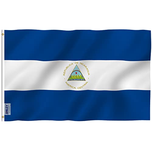 Anley Fly Breeze 3x5 Fuß Nicaragua Flagge - Lebendige Farbe und Fade Proof - Leinwand Kopf und doppelt genäht - Nicaraguanische Nationalflaggen Polyester mit Messing Ösen 3 X 5 Ft Anley Fly Breeze 3x5 Fuß Nicaragua Flagge - Lebendige Farbe und Fade Proof - Leinwand Kopf und doppelt genäht - Nicaraguanische Nationalflaggen Polyester mit Messing Ösen 3 X 5 Ft von Anley