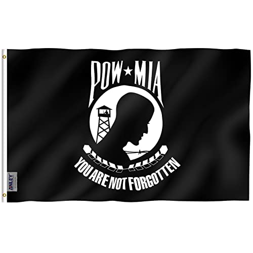 Anley Fly Breeze 3x5 Fuß POW MIA Flagge - Lebendige Farbe und UV-beständig - Leinwand Kopfzeile und Doppelnaht - Sie sind Nicht vergessen Kriegsgefangene Flaggen Polyester mit Messingösen von Anley