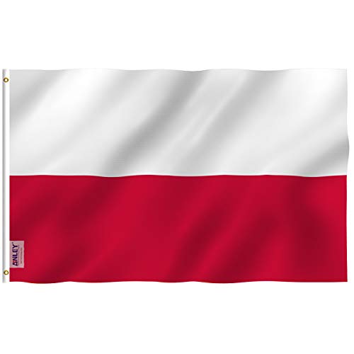 Anley Fly Breeze 3x5 Fuß Poland Flagge - Lebendige Farbe und UV-beständig - Leinwand Kopf- und Doppelnaht - Republik Polen Flaggen Polyester mit Messingösen 3 X 5 Ft von Anley