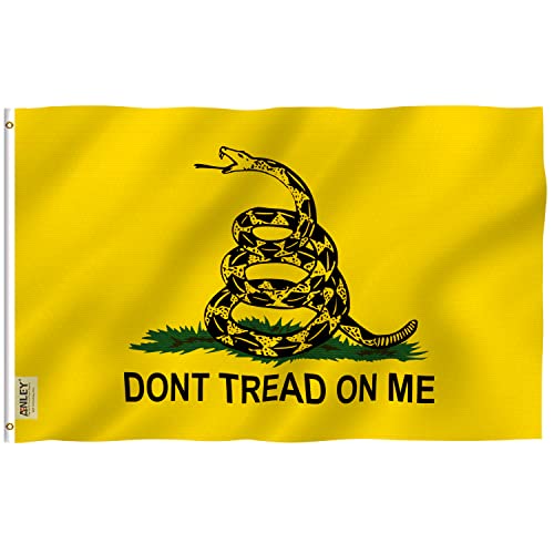 ANLEY Fly Breeze 4x6 Fuß Treten Sie nicht auf mich Gadsden Flagge - Lebendige Farbe und Fade Proof - Leinwand Kopf und doppelt genäht - Flags Polyester mit Messing Ösen 4 X 6 Ft von Anley