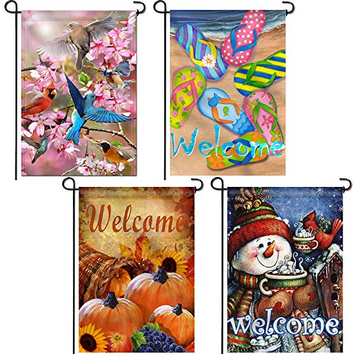 Anley Garden Flag Four Seasons-Serie - Frühling Sommer Herbst Winter Dekoratives Deluxe-Set Patio-Flaggen für die ganze Saison - wetterBeständig und doppelseitig und doppelt genäht - 18 x 12,5 Zoll Anley Garden Flag Four Seasons-Serie - Frühling Sommer Herbst Winter Dekoratives Deluxe-Set Patio-Flaggen für die ganze Saison - wetterBeständig und doppelseitig und doppelt genäht - 18 x 12,5 Zoll von Anley