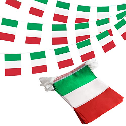Anley Italien Italien Italienische Republik String Wimpel Banner, Patriotische Ereignisse 2. Juni Nationalfeiertag Dekoration Sportbarren - 33 Fuß 38 Flaggen von Anley