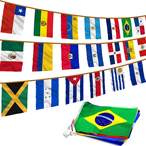 Anley Lateinamerika 20 Länder String Flags - Verschiedene Latino Flag Banner für internationale Veranstaltungen Konferenz Party Dekoration Sport Bars - 30 Ft 20 Flags von Anley