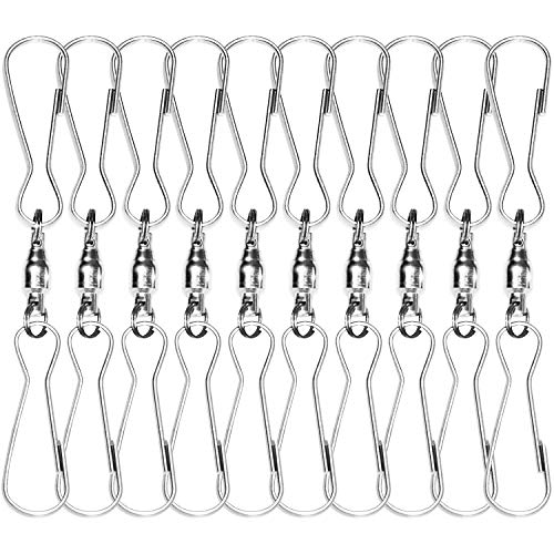 Anley Packung mit 10 Windsackclips - 3 "Doppelschwenkhaken & 360 ° drehbar & Anti-Wrap & Edelstahl - Ideal für Windspinner, kleine Pflanzentöpfe, Vogelhäuschen, Flaggen, Partyzubehör von Anley