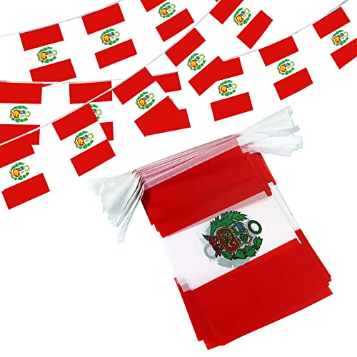Anley Peru String Flag Wimpelbanner, Patriotische Veranstaltungen 28. Juli Peruanische Unabhängigkeitstag Dekoration Sportstangen – 33 Fuß 38 Flaggen Anley Peru String Flag Wimpelbanner, Patriotische Veranstaltungen 28. Juli Peruanische Unabhängigkeitstag Dekoration Sportstangen – 33 Fuß 38 Flaggen von Anley