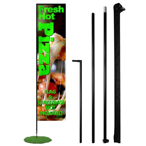 Anley Rechteckiges Federfahnenmast-Set – zusammengebautes Flutter-Bannerstangen-Set mit Tragetasche – passend für 2 Fuß x 6 Fuß Federflaggen (nicht im Lieferumfang enthalten) – nur Fahnenmast von Anley