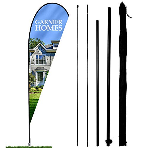 Anley Teardrop Feather Flagpole Set – zusammengebautes Flutter Banner Pole Set mit Tragetasche – passend für 3 Fuß x 7,5 Fuß Federflaggen (Nicht im Lieferumfang enthalten) – nur Fahnenmast von Anley