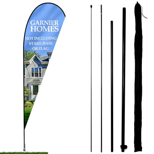 Anley Teardrop Feather Flagpole Set – zusammengebautes Flutter Banner Pole Set mit Tragetasche – passend für 3 Fuß x 7,5 Fuß Federflaggen (Nicht im Lieferumfang enthalten) – nur Fahnenmast von Anley