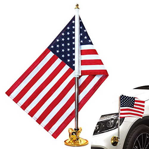 Anley USA-Autoflagge und Fahnenmast mit Luftsaughalterung – Outdoor-Flaggenmast im Saugnapf-Stil für Auto, LKW, Boot und Fahrzeug mit amerikanischer Flagge (1er-Set) von Anley