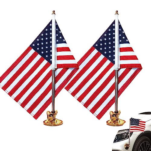 Anley USA-Autoflagge und Fahnenmast mit Luftsaughalterung – Outdoor-Flaggenmast im Saugnapf-Stil für Auto, LKW, Boot und Fahrzeug mit amerikanischer Flagge (2er-Set) von Anley