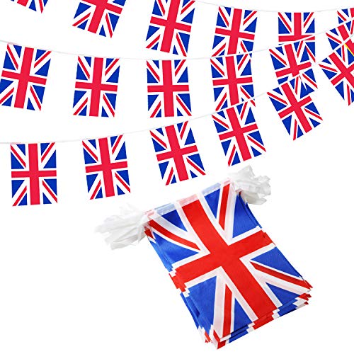 Anley Vereinigtes Königreich Großbritannien und Nordirland Wimpelbanner, Patriotische Ereignisse Geburtstag Ihrer Majestät Königin Elisabeth Dekoration Sportstäbe - 33 Fuß 38 Flaggen von Anley