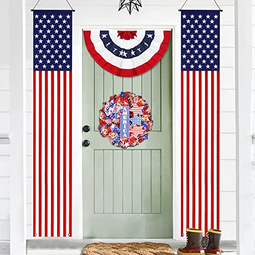 Anley amerikanische Flagge Pull-Down-Tür Banner Veranda Zeichen (2 Stück) - 12 "x 72" lebendige Farbe & verblassen beständig - USA Flagge hängende Wand Banner patriotische Party Dekoration von Anley