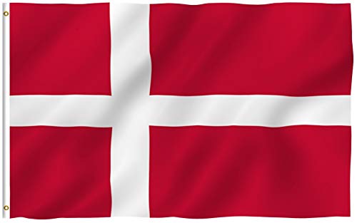 Anley Fly Breeze 3x5 Fuß Dänemark Flagge - Lebendige Farbe und UV-beständig - Leinwand Kopf- und Doppelnaht - Dänische Dänische Dänische Dänische Nationalflaggen Polyester mit Messingösen 3 X 5 Ft von Anley