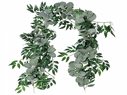 Eukalyptus Girlande Künstlich Pflanze, Anlising Kunstpflanze 6 Ft Eukalyptus Pflanze Kunstpflanzen Eukalyptus Künstlich Hängen Reben Blätter Hochzeit Home Decoration Garden (Grün) von Anlising