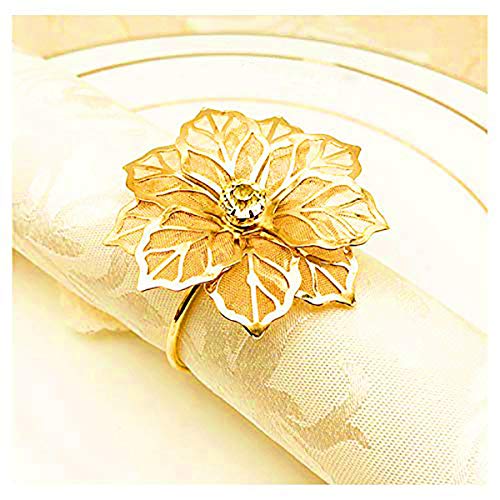 Anloo Gold Silber Serviettenringe Schnallen, 12 Stück Metall Rose Blume Serviette Schnallen für Hochzeitsfeier Abendessen Jubiläum Tischdekoration von Anloo