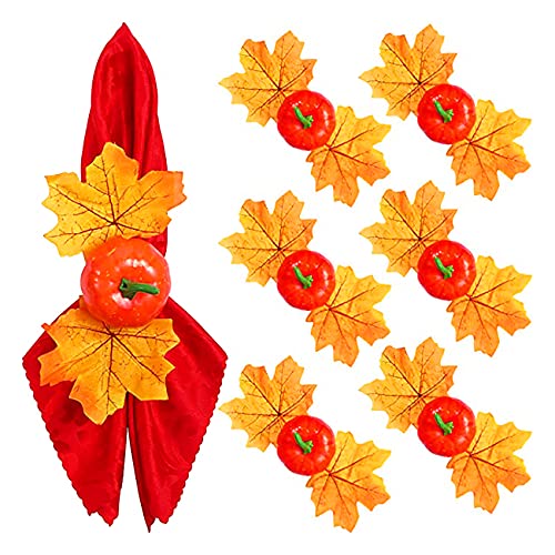 Herbst Blatt Ernte Serviettenringe, Ahorn Obst Kürbis Erntedankfest Herbst Urlaub Dinner Party Dekoration (Stil 2-6 PCS) von Anloo