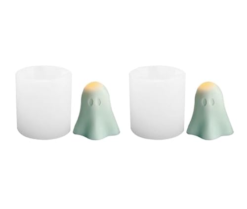 Anloximt 2Pack Gespenst Harz Formen Halloween Gespenst Kerze Formen Gespenst Silikonform Seifenformen Harz Kunst Handwerk für Fondant Schokolade Candy Kerze von Anloximt