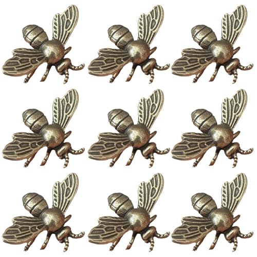 Anloximt 9 Stück Goldene Dekorative Ornamente - Metall Retro Deko Figur - Feng Shui Ornament Bee Miniatur Bienenstatue Messingbiene Für Tischdeko Kinderspielzeug Feng Shui Ornament von Anloximt