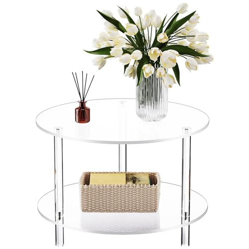 Anloximt Acryl Couchtisch - 2-Etagen Beistelltisch | 40 x 40 x 42 cm Nachttisch für kleine Räume Schlafzimmer Büro Wohnung Balkon Terrasse Garten Anloximt Acryl Couchtisch - 2-Etagen Beistelltisch | 40 x 40 x 42 cm Nachttisch für kleine Räume Schlafzimmer Büro Wohnung Balkon Terrasse Garten von Anloximt