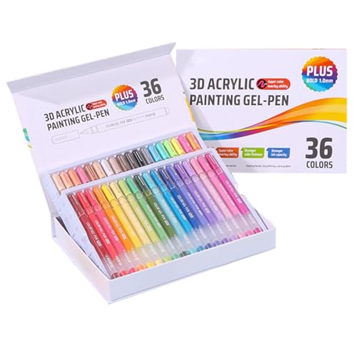 Anloximt Acryl Gelstifte Zum Ausmalen | Karten Marker - 1mm Spitze 3D Glitzer Marker zum Malen und zur Entspannung für Holz, Kunst, Handwerk, Stoff, Erwachsene, Keramik, Schule, Glas und von Anloximt