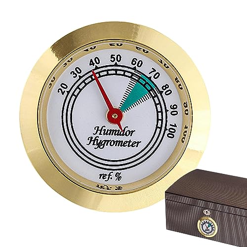 Anloximt Analoges Hygrometer aus Messing - Analoger Humidor-Hygrometer-Feuchtigkeitsmesser für Zigarren-Humidore | Hochpräzises 43-mm-Zigarren-Hygrometer-Feuchtigkeitstester mit Magnet von Anloximt