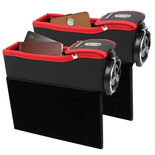 Anloximt Auto-Spalten Organizer Für Stauraum | 2X Seiten Organizer Für Mittelkonsole Mit Getränkehalter - Seiten-Organizer Für Mittelkonsole Mit Getränkehalter Für Schlüssel, Brille, Karten & Handys von Anloximt