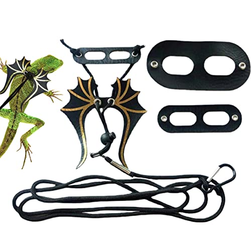 Anloximt Bartagame Leine Geschirr - 3er-Pack Bartagamen-Geschirr - Verstellbare Reptilienleine für Gecko, Bartagame, Chamäleon, Leguan, Meerschweinchen von Anloximt