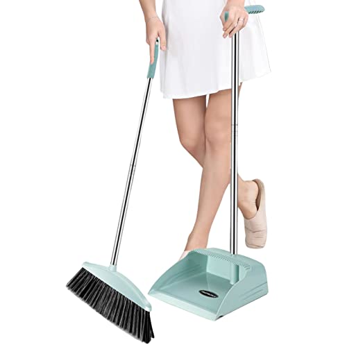 Anloximt Besen und Kehrschaufel Set Besen und Kehrschaufel Set für Zuhause Langer Stiel Besen mit Kehrschaufel Combo Set Besen zum Kehren im Wohnzimmer Küche Boden von Anloximt