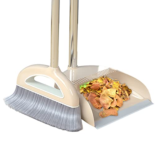 Anloximt Besen und Kehrschaufel Set für Zuhause Langer Stiel Besen mit Kehrschaufel Combo Set Besen mit Zinken Kamm Reinigungswerkzeug für Küche Zimmer Boden von Anloximt