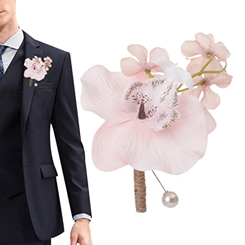 Anloximt Blumen im Knopfloch - Elegante Korsagen mit Phalaenopsis-Karos - Corsage für Hochzeit Abschlussball Herbst Vintage rustikale Hochzeit Abschlussball von Anloximt