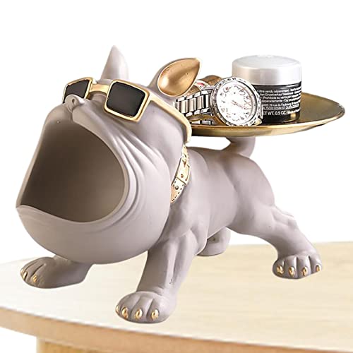 Anloximt Bulldogge Tablett Aufbewahrung Großes Maul Französische Bulldogge Bulldogge Schreibtisch Aufbewahrung Tablett Statue Eingang Tisch Schlüssel Schüssel Schlüsselhalter tue von Anloximt