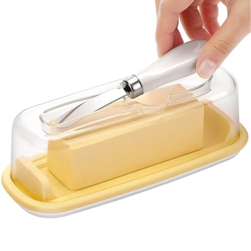 Anloximt Butterdose Mit Deckel Für Die Arbeitsplatte,Butterdose Mit Deckel | mit Schneidemesser und durchsichtiger Servierschale zur Frischhaltung für Arbeitsplatte, Zuhause, Kühlschrank und von Anloximt