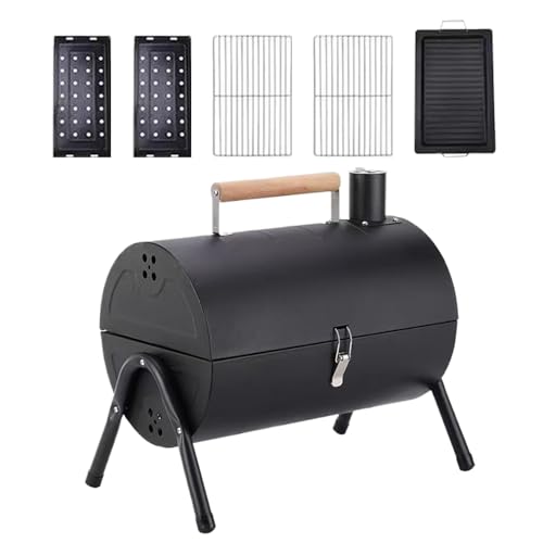 Anloximt Fass Räuchergrill - Barbecue Smoker mit Griff - Multifunktionaler Grill Für Balkon Terrasse Garten Anloximt Fass Räuchergrill - Barbecue Smoker mit Griff - Multifunktionaler Grill Für Balkon Terrasse Garten von Anloximt