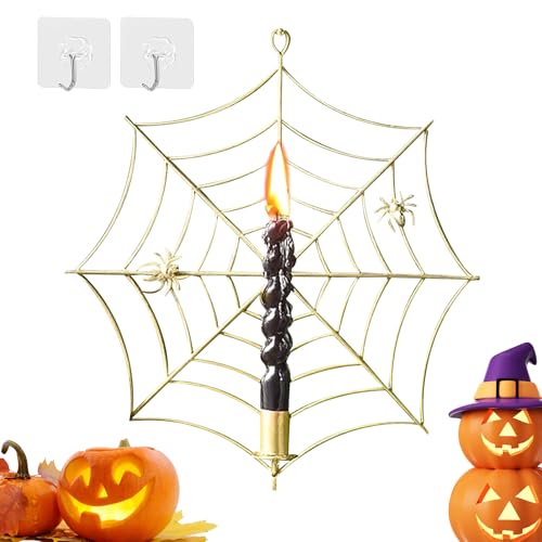 Anloximt Gotischer Kerzenhalter - Spinnennetz Stumpenkerzenhalter Wandleuchte - Festlicher Deko Halter Im Gothic Stil Für Hausflur Schlafzimmer Halloween Party von Anloximt