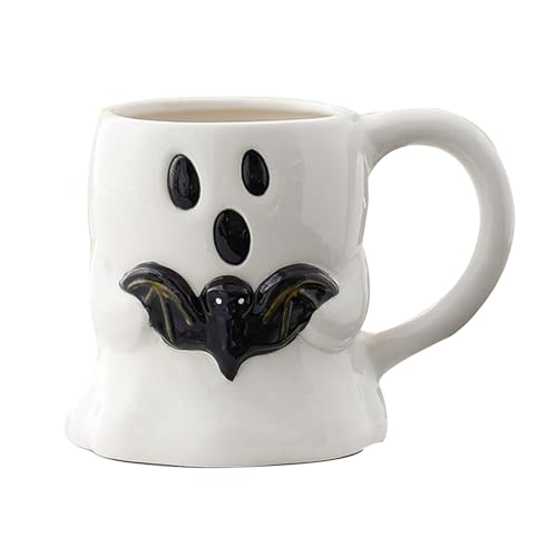 Anloximt Halloween Kaffeebecher,Keramik Teetasse mit Geistermotiv - Dekoaccessoires Für Geburtstagsfeier Kinder Erwachsene Schreibtisch Wohnzimmer Schlafzimmer von Anloximt