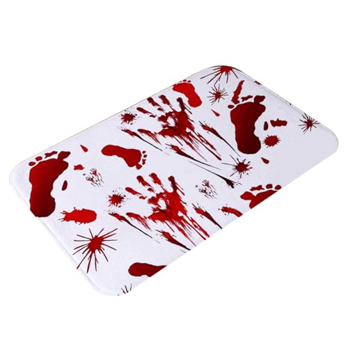 Anloximt Halloween-Teppiche für Schlafzimmer | Fußabdruck Badematte - Badteppich mit Horror-Halloween-Thema, saugfähige Fußmatte, Schlafzimmer, Küche, Heimdekoration von Anloximt