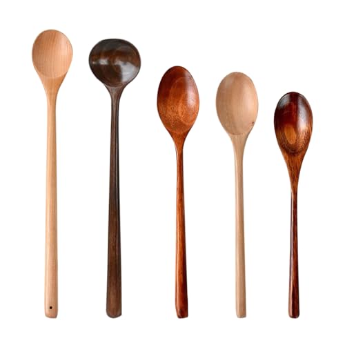 Anloximt Holz Kochlöffel - 5 Stück Holz Honiglöffel - Hitzebeständiges Küchenwerkzeug Zum Rühren, Mischen & Servieren Von Suppen, Soßen Und Salaten Anloximt Holz Kochlöffel - 5 Stück Holz Honiglöffel - Hitzebeständiges Küchenwerkzeug Zum Rühren, Mischen & Servieren Von Suppen, Soßen Und Salaten von Anloximt
